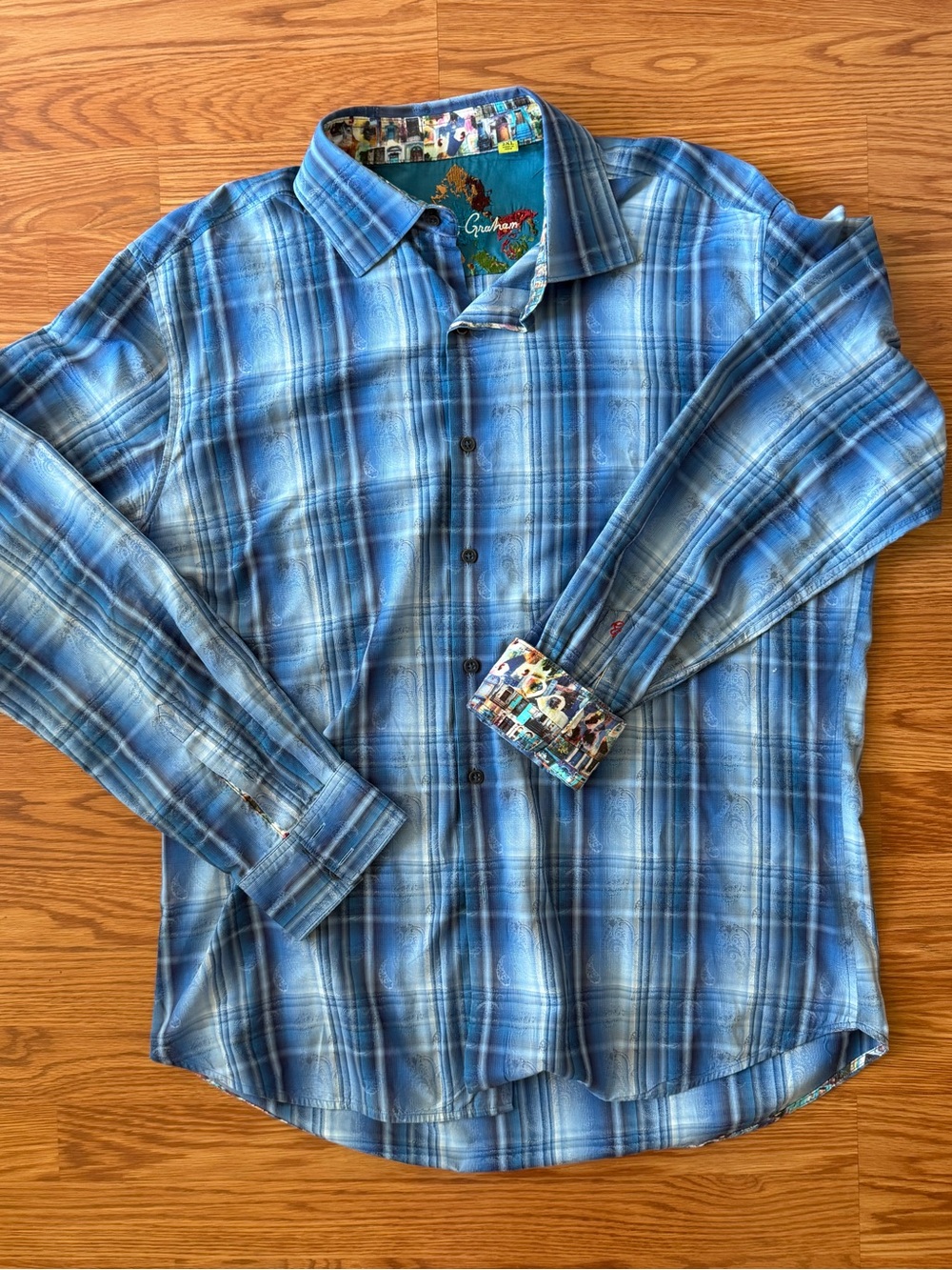 Robert Graham Blue Plaid Long-Sleeve Men's Shirt